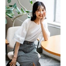 ゆるVネックチュールフリル袖 プルオーバー