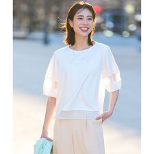 チュール切替ランタンスリーブ プルオーバー