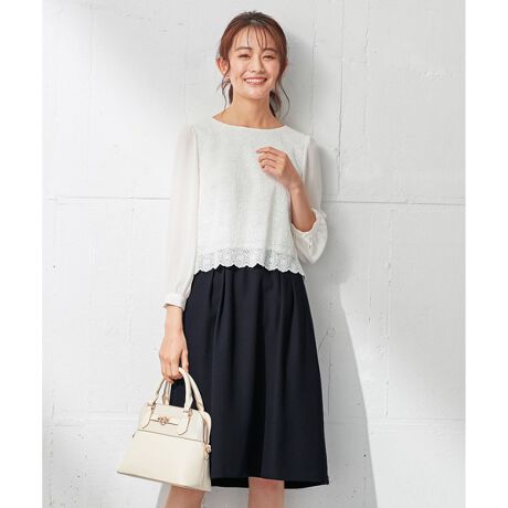 洗える レースコンビバックサテン ワンピース エニィスィス Any Sis Opwkiz0190 ファッション通販 マルイウェブチャネル