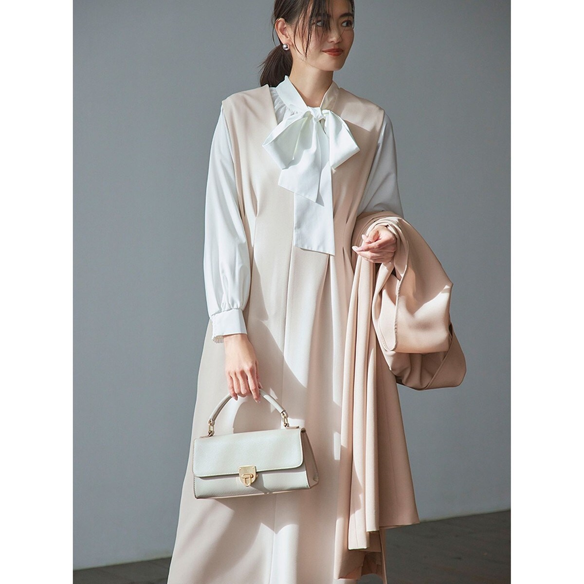 高橋志津奈さんコラボ】ビスコースストレッチポンチ 2WAY ワンピース