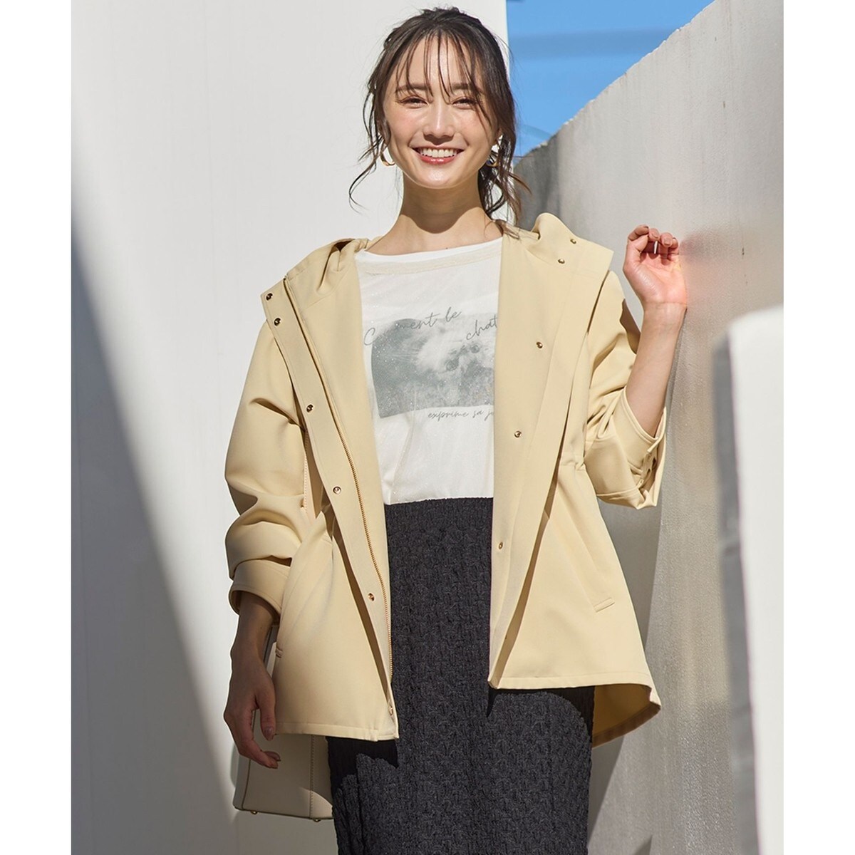 any SiS　フーデットハーフコート 撥水・UVカット・洗える】フーデットハーフ コート | エニィスィス(ANY
