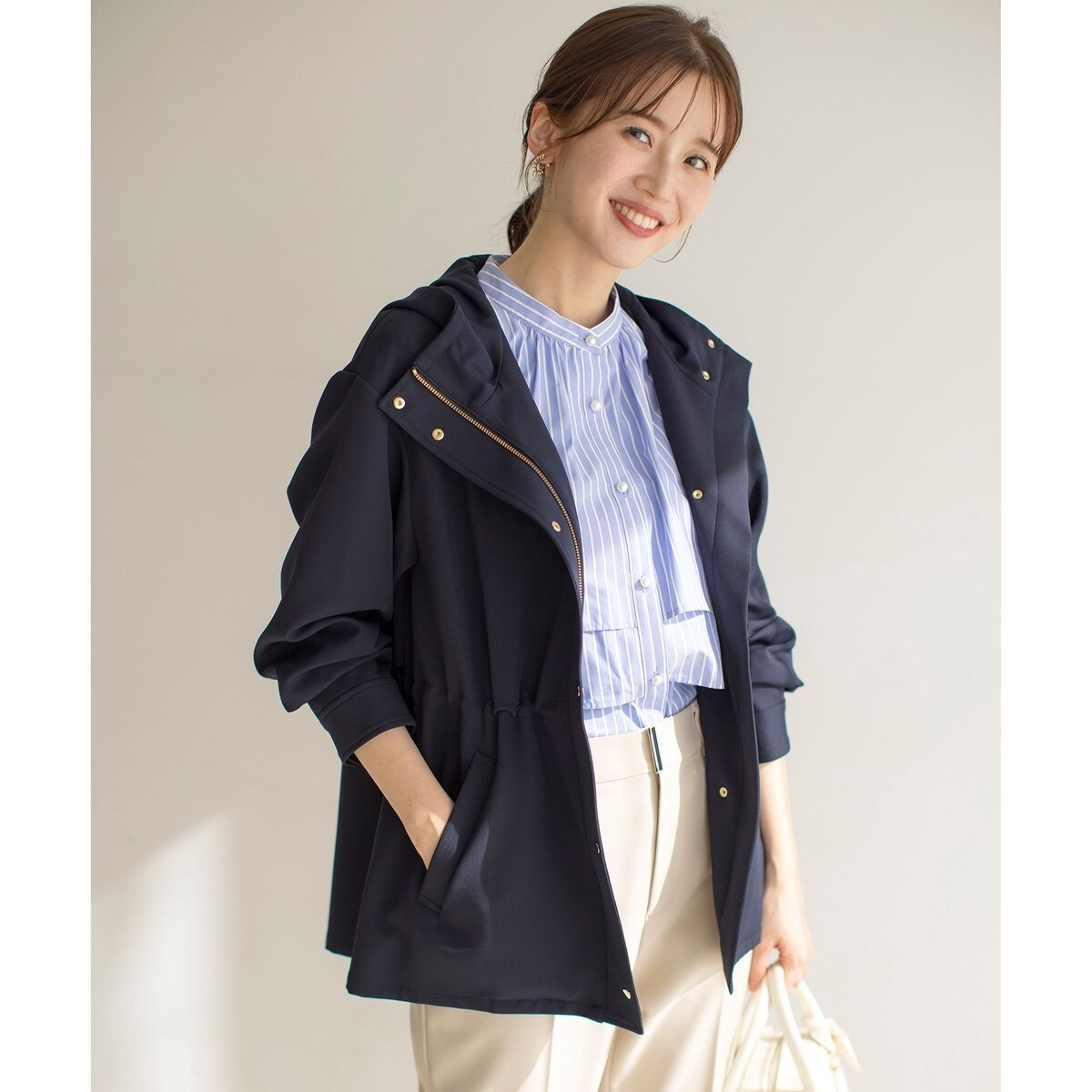 撥水・UVカット・洗える】フーデットハーフ コート