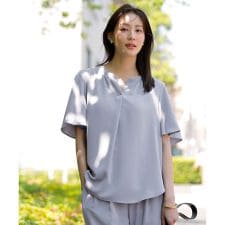 【接触冷感・吸水速乾・UVカット】サラキレイ スキッパー ブラウス