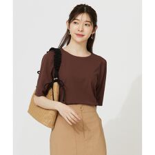 【接触冷感・UVカット・洗える】ハイストレッチスムースタックスリーブ カットソー