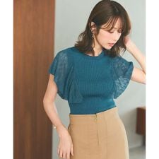 【洗える】レーシーフレアスリーブ ニット