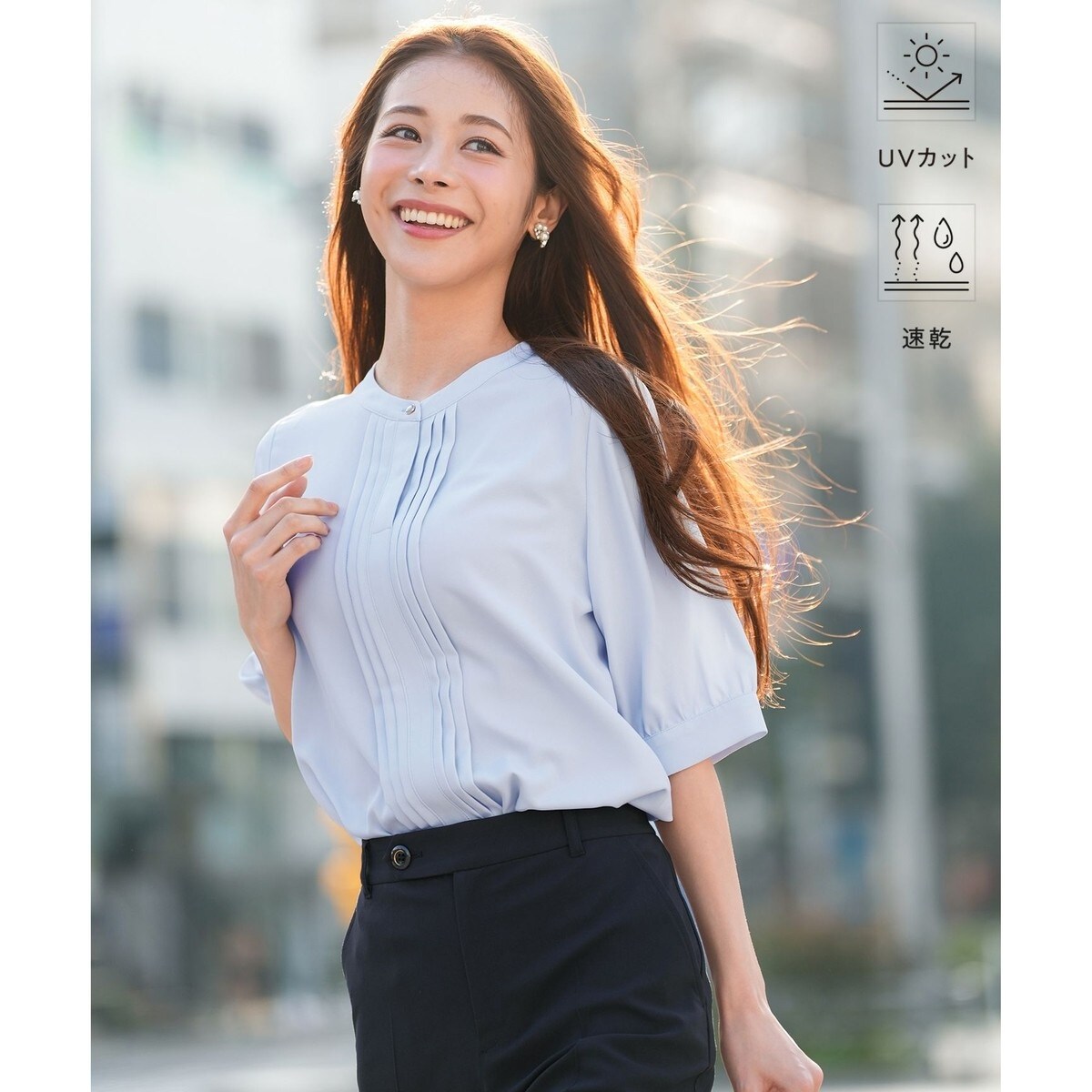 【やまさき】 19SS IT'S リリック プリント 長袖シャツブラウス バンドカラーフロントタック ブラウス | エニィスィス(ANY SIS