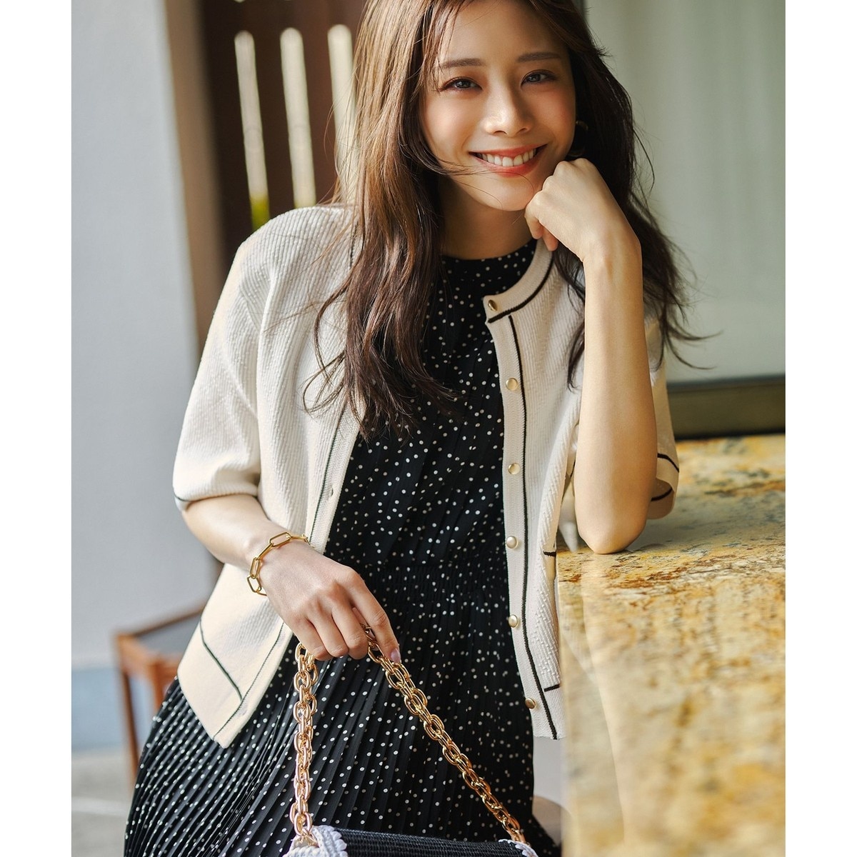 ifsixwasnine CARDI-2H/LS　異素材 ニットカーディガン IFSIXWASNINE / WILDHORSE 異素材切り替えカーディガン 0 グレーx