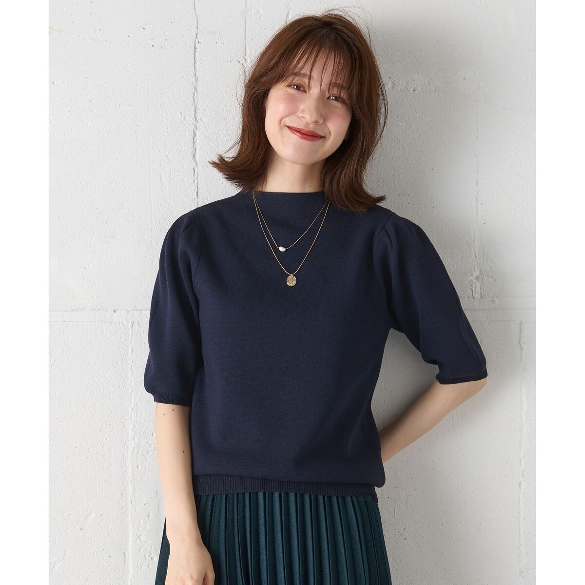 マシンウォッシュ】モックネックパフスリーブニット | エニィ(ANY