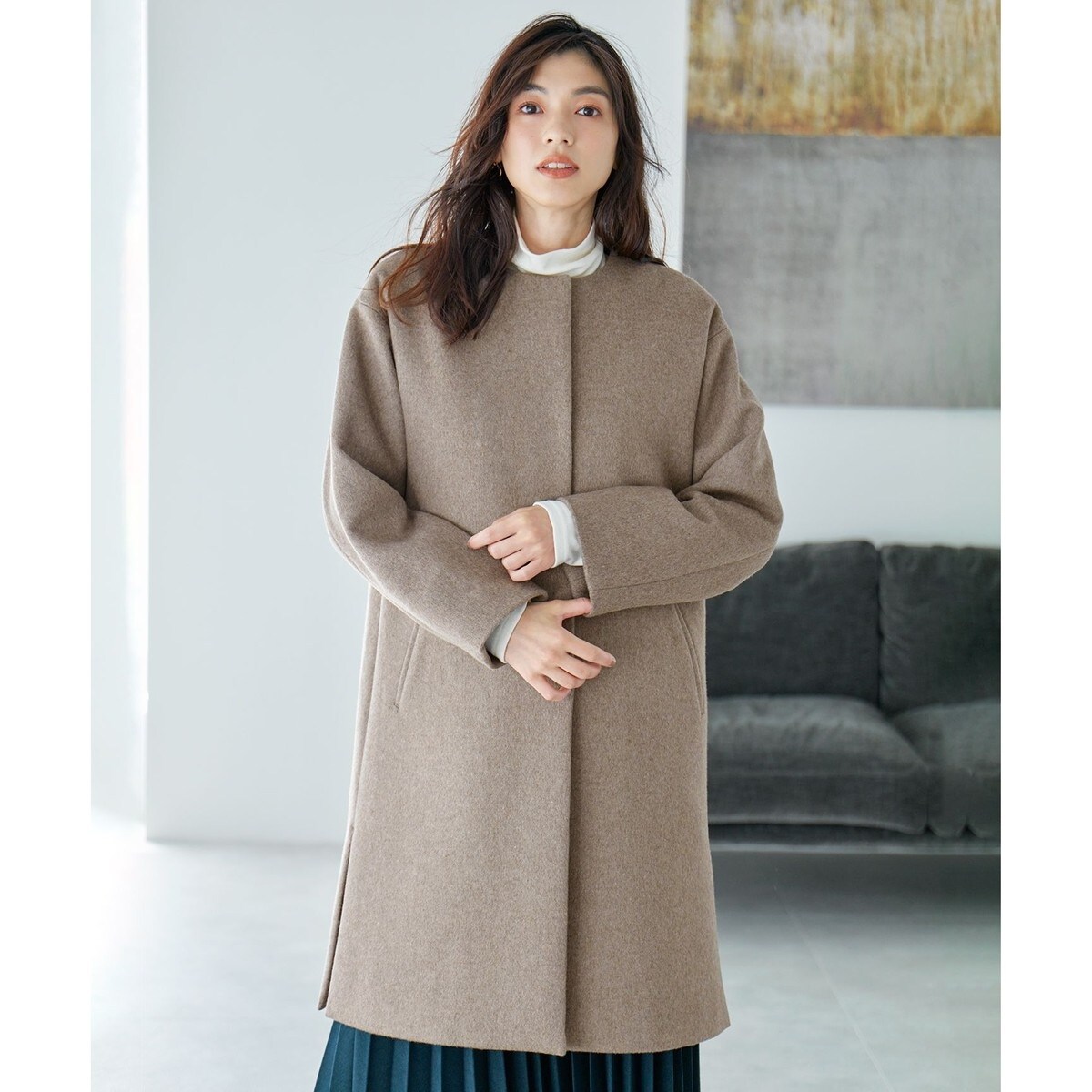 anyfam ウールブレンドコート　美品　L 楽天市場】【SALE／40%OFF】【防風裏地】ウールブレンドノー