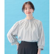 【接触冷感/UVカット/抗菌防臭/速乾】エニイファンクション シャーリングブラウス