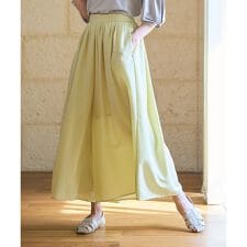 【ウエストゴム】スパンボイル撥水スカートパンツ