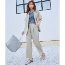 【洗濯機可/セットアップ可/UVケア/速乾/イージーケア】サラサラテックリネンパンツ