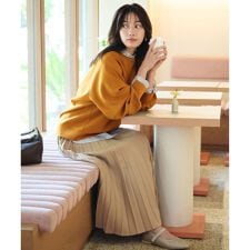 【新色追加/ウエストゴム】ウーリッシュプリーツスカート