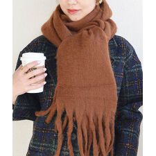 ふっくらボリュームフリンジマフラー 大判ストール