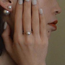 ニッケルフリー ホワイトパール調 シルバーパール調 リング