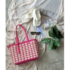 格子柄カゴトートバッグ