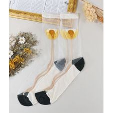 花柄シースルー靴下