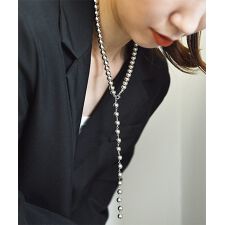 ラリエットメタルパール調ネックレス