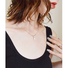 ニッケルフリー ノットメタルパール調ネックレス