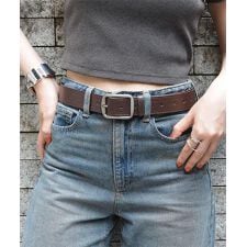 スタイロ(styiro)の【ユニセックス】ヴィンテージブラックシルバーバックルPUレザーベルト メンズ レディース