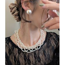 フリルパール調ネックレス/つけ襟