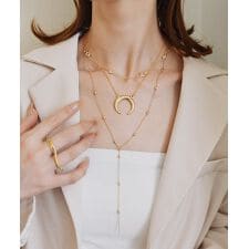 ニッケルフリー 3連ムーンチャームメタルネックレス