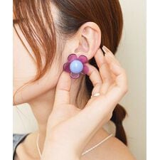 ニッケルフリー クリアフラワーピアス