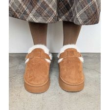 厚底もこもこファー ボア ムートン ブーツ スリッポン ルームシューズ