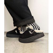 厚底もこもこファー ボア ムートン ブーツ スリッポン ルームシューズ