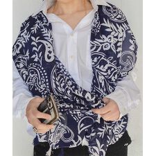 タッセル付きフラワーペイズリー柄ストール スカーフ