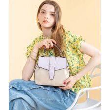 ベルトフラップ 2WAY ショルダーハンドバッグ /キャンバスミックス 