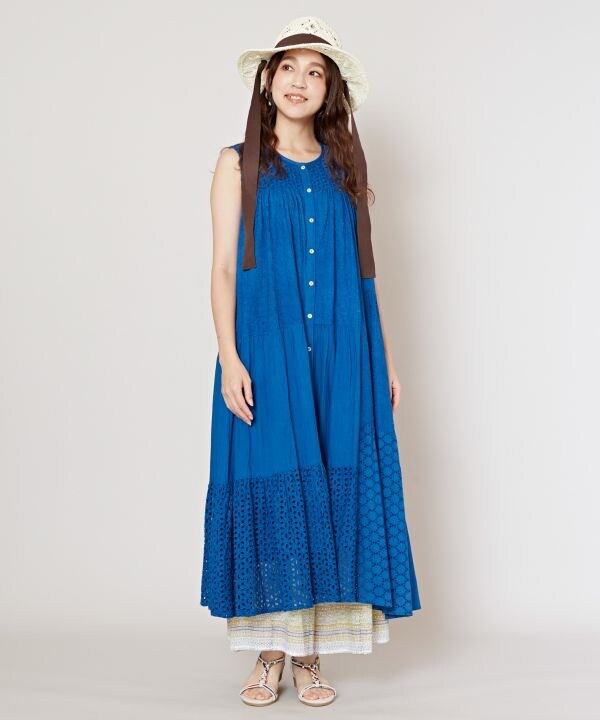 【チャイハネ】シフリー刺繍メグナノースリーブワンピース チャイハネ】シフリー刺繍メグナノースリーブワンピース | チャイハネ