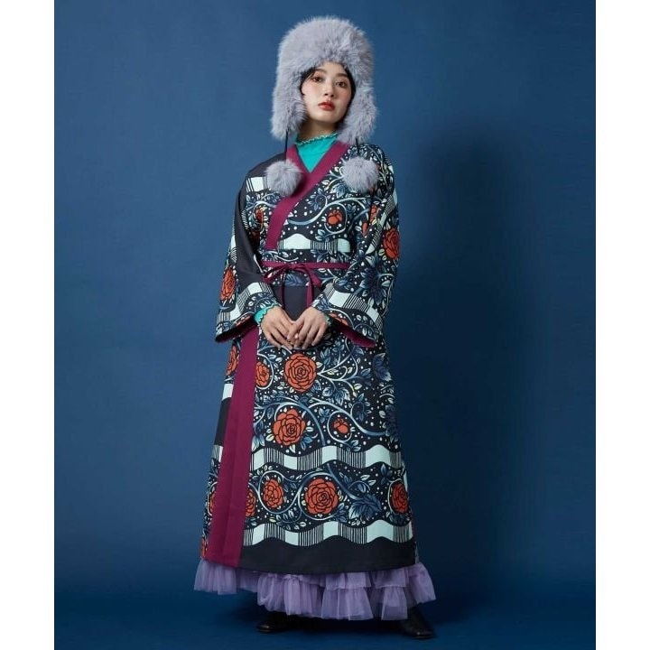 ⭐︎ NIPPON DNA 着物ワンピース　重宗玉緒　倭物やカヤ　⭐︎ウエストゴム カヤ】モダン着物ワンピース《重宗玉緒×倭物やカヤ》 | カヤ