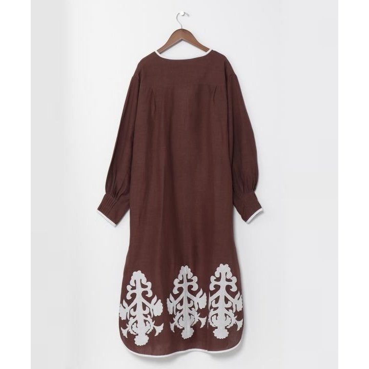 LEJA】配色パイピングレーススパンコール刺繍パフスリーブフレ