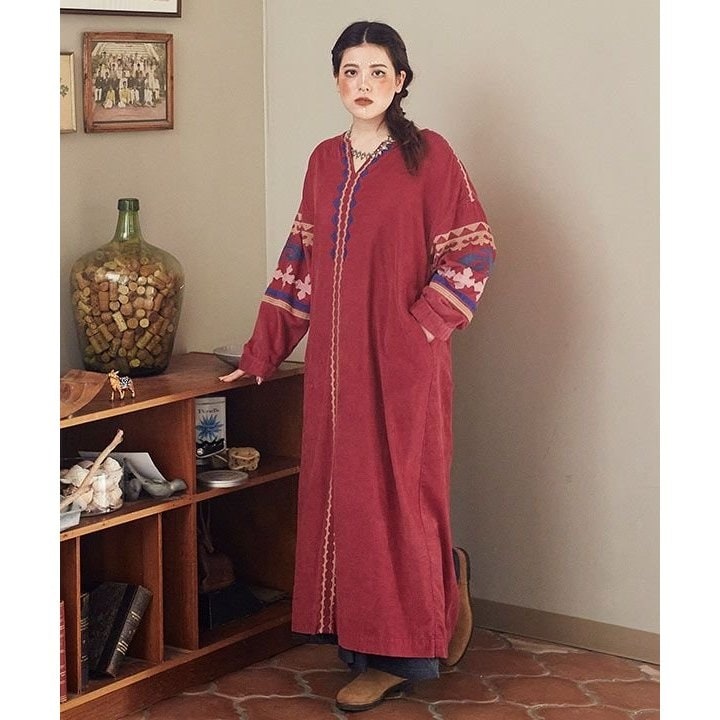 LEJA】配色パイピングレーススパンコール刺繍パフスリーブフレアドレス