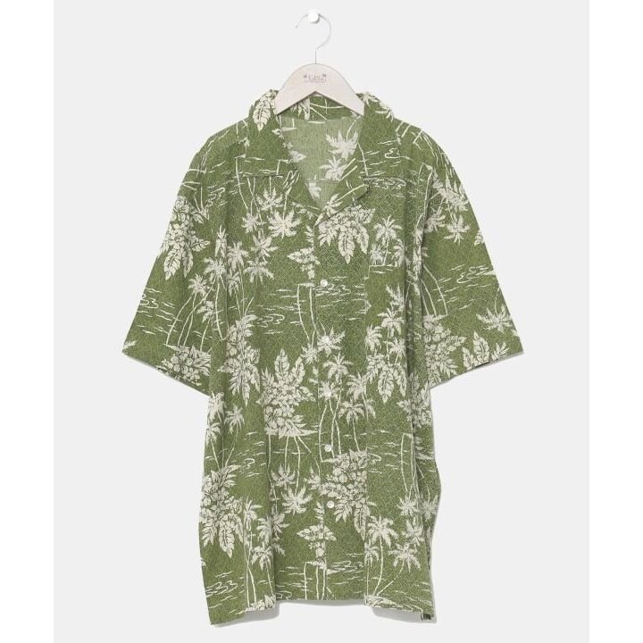 【カヒコ】カニエラショート丈アロハシャツ【SURF＆Palms】 カヒコ Kahiko カニエラショート丈アロハシャツ【SURF&Palms