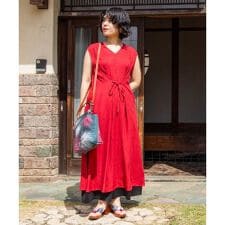 【カヤ】菊薫る長丈ノースリーブワンピース