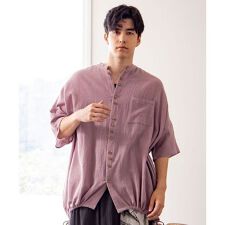 【チャイハネ】サラナメンズバンドカラーシャツ