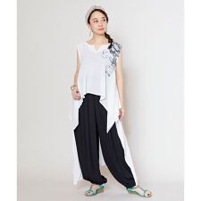 【チャイハネ】ロエナノースリーブハイローヘムワンピース