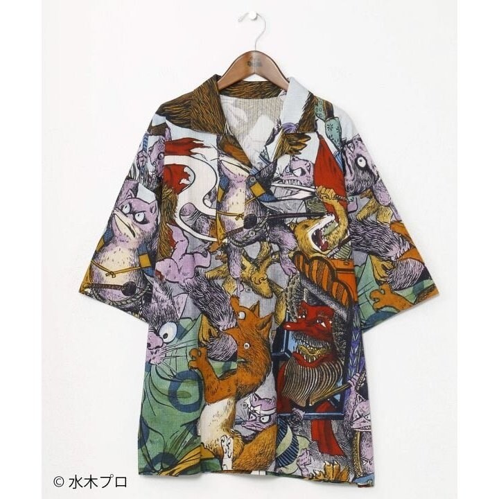蔵*人様 新品　Lサイズ綿100% 倭物やカヤ 水木しげる アロハシャツ 妖怪/ カヤ】アロハシャツ（Lサイズ）《水木しげる》 | カヤ(kaya
