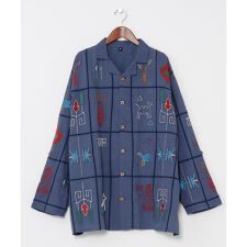 【チャイハネ】ラジャラン刺繍メンズシャツ