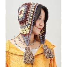 【チャイハネ】シュマル手編み耳付きキャップ