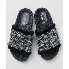 【チャイハネ】ラメフリンジスライドサンダル