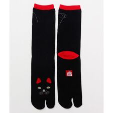 【カヤ】福猫 黒足袋型くつ下（25-28ｃｍ）