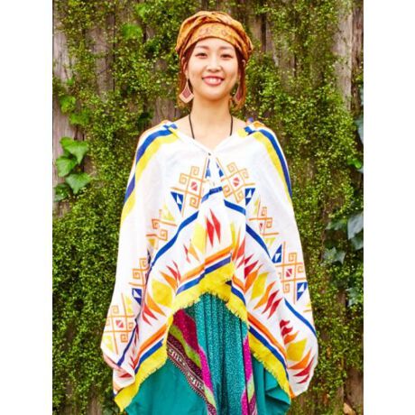 チャイハネ オルテガ柄uvカット加工フード付きストール チャイハネ Cayhane Isap0104 ファッション通販 マルイウェブチャネル