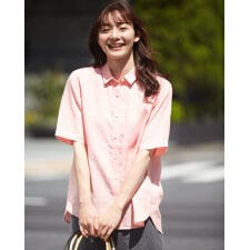 【大きいサイズ】フレンチリネン半袖シャツ