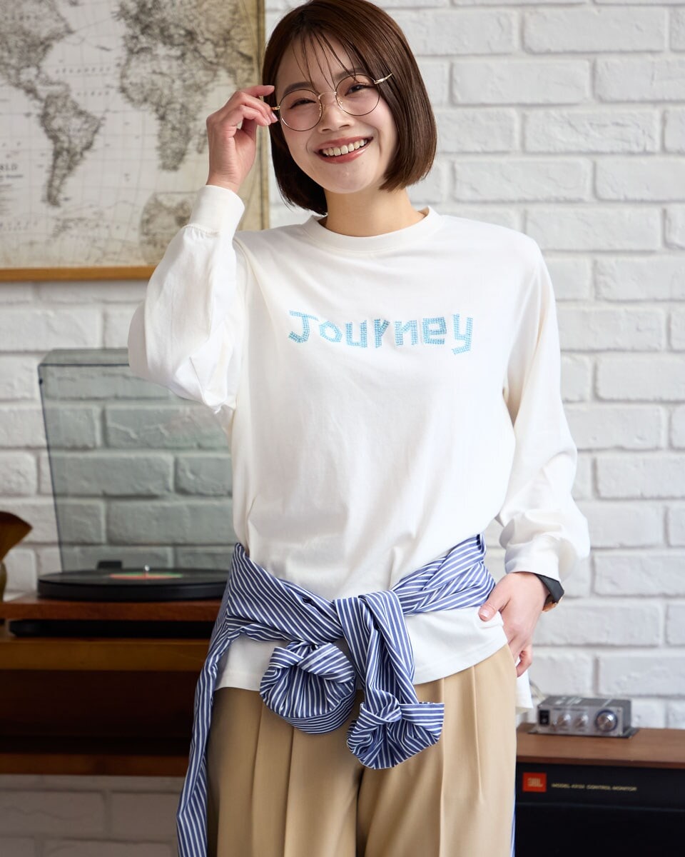 刺しゅう長袖Tシャツ