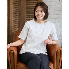 5分袖リブプルオーバー