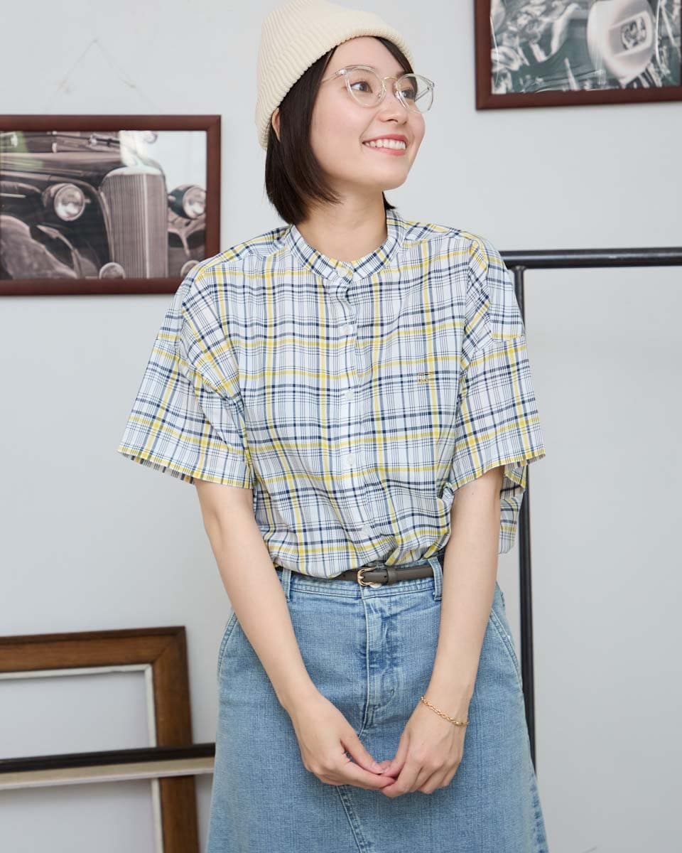 リネンサッカー半袖カラーシャツ【グリーンノート】【大きいサイズ】【13号・15号・19号】 リネンサッカー半袖カラーシャツ【グリーンノート】【大きい