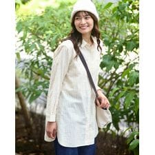 Wガーゼストライプシャツ